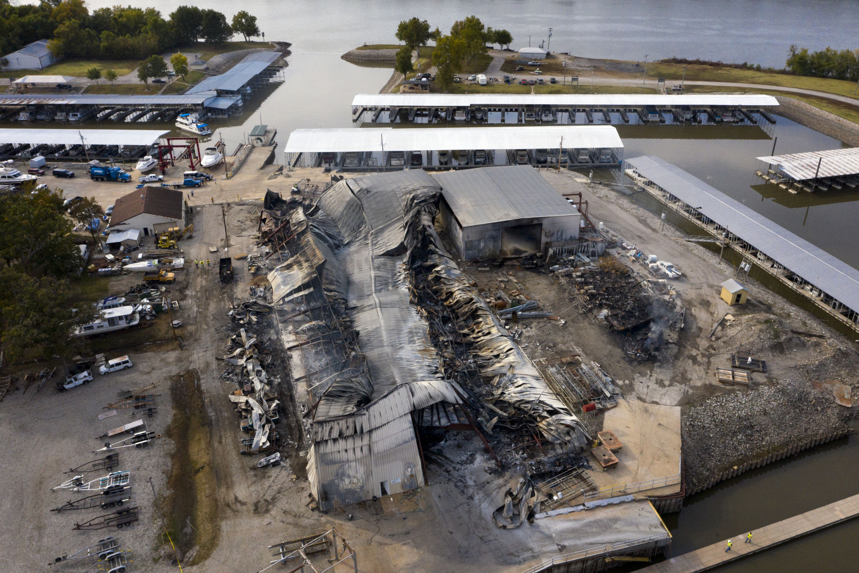 Woodland Marina boat storage destoryed by fire